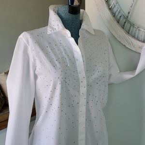 Doncaster 100% Cotton White Studded Button Down